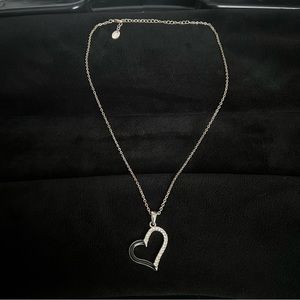 Claire’s Half Black Half Rhinestones Heart Necklace